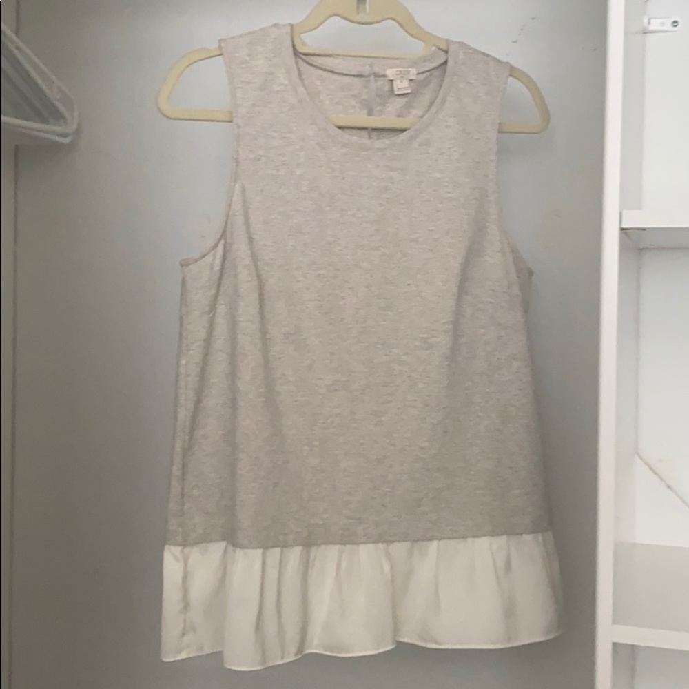 Jcrew gray tank with attached ruffle